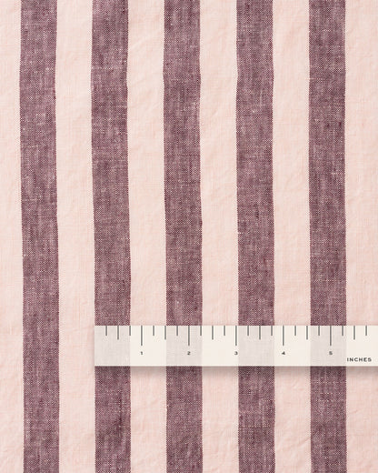 Boysenberry Crumble Parlor Stripe Washed Linen
