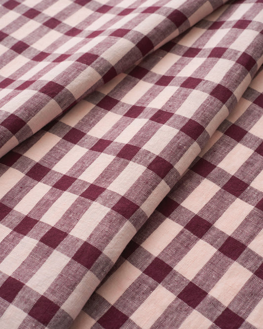 Boysenberry Crumble Elongated Gingham Washed Linen