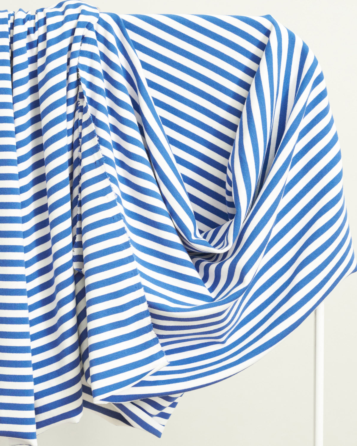 Bright Blue and White Mid Weight Jersey Knit