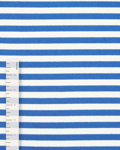 Bright Blue and White Mid Weight Jersey Knit