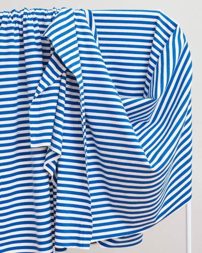 Bright Blue Wide Stripe Rib Knit