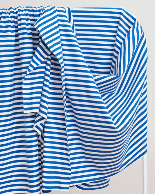 Bright Blue Wide Stripe Rib Knit