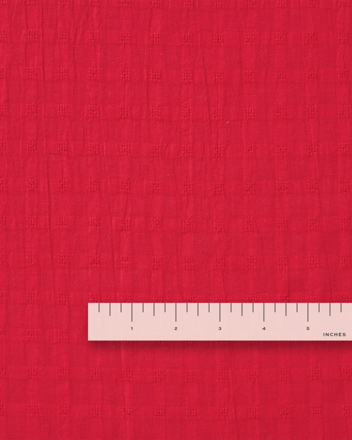 Bright Red Grid Check Dobby Cotton