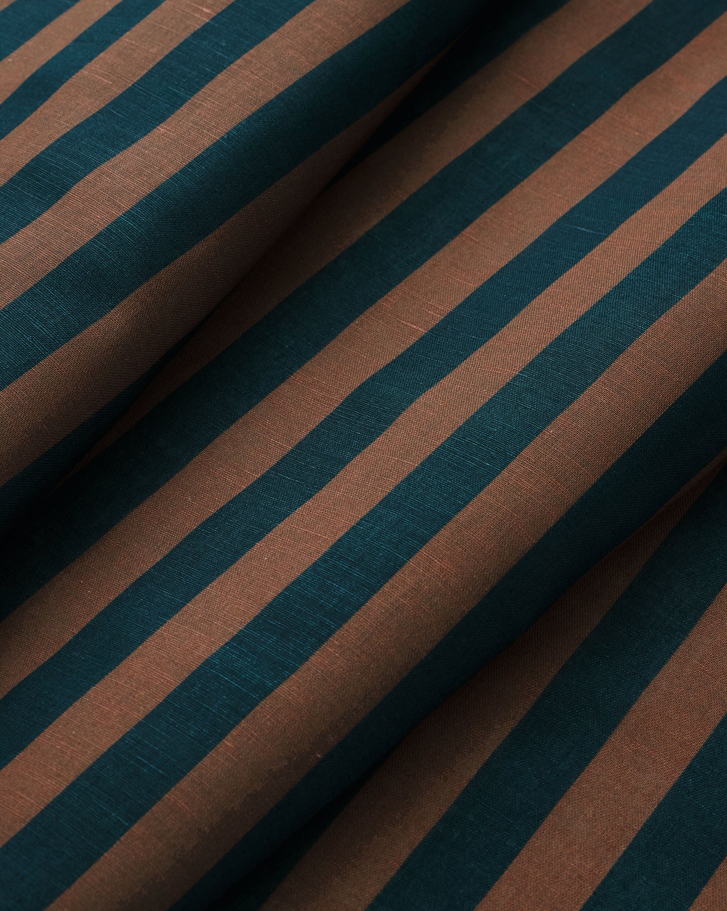 Brown and Navy Cotton Linen Stripe