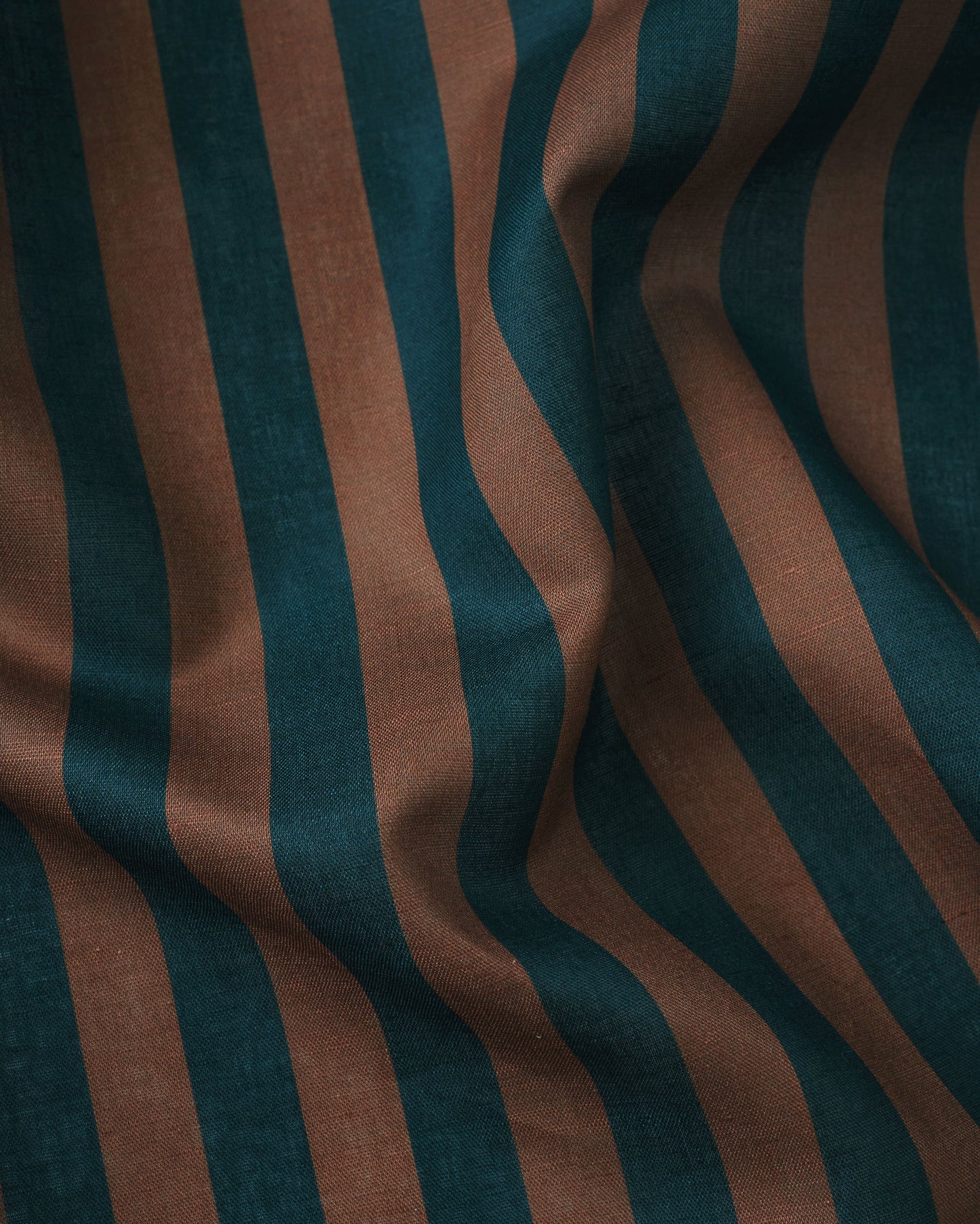 Brown and Navy Cotton Linen Stripe