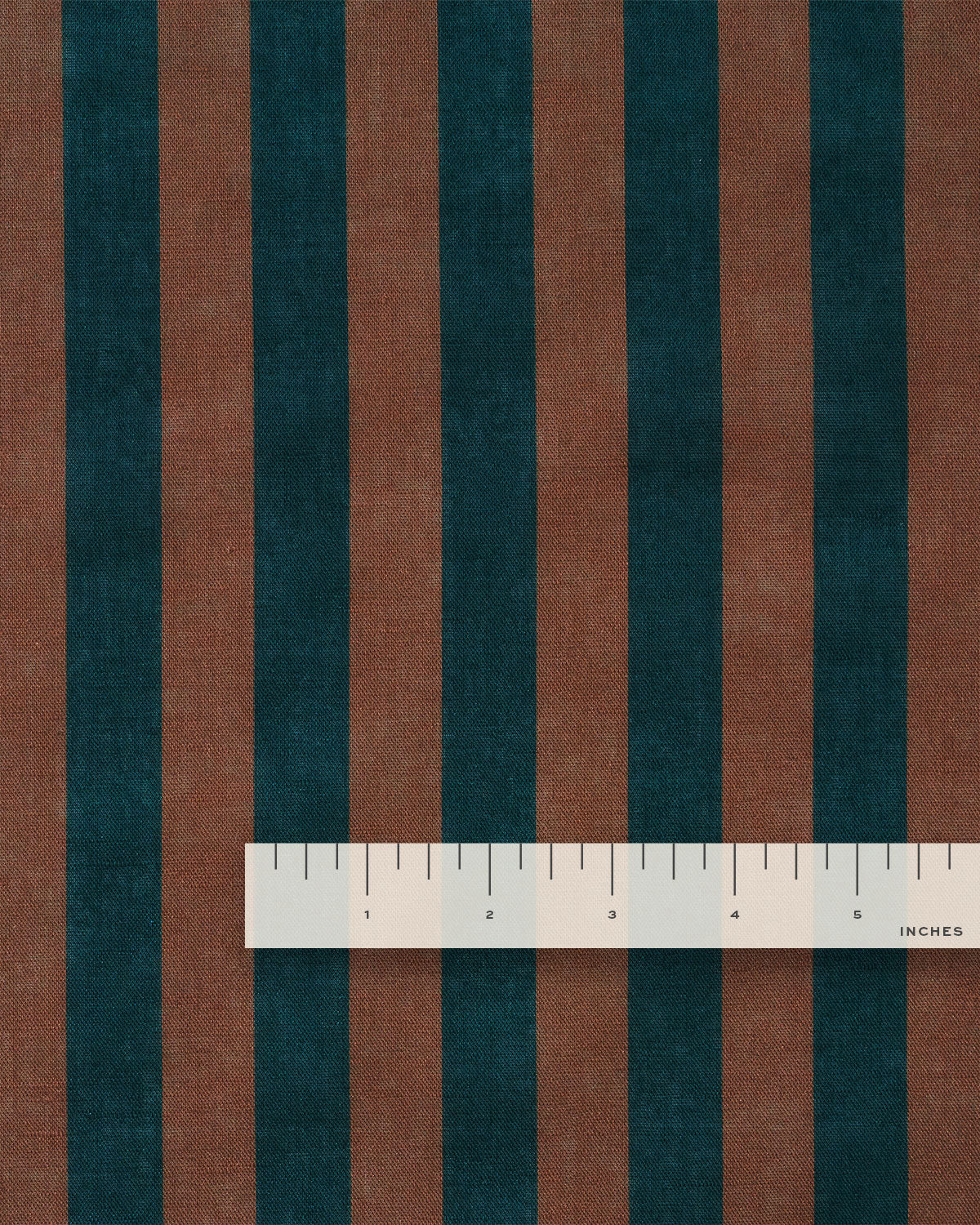 Brown and Navy Cotton Linen Stripe