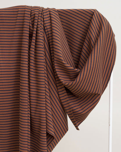 Brown and Navy Thin Stripe Rib Knit