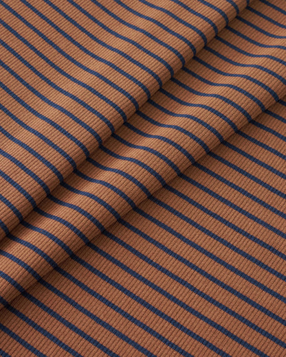 Brown and Navy Thin Stripe Rib Knit