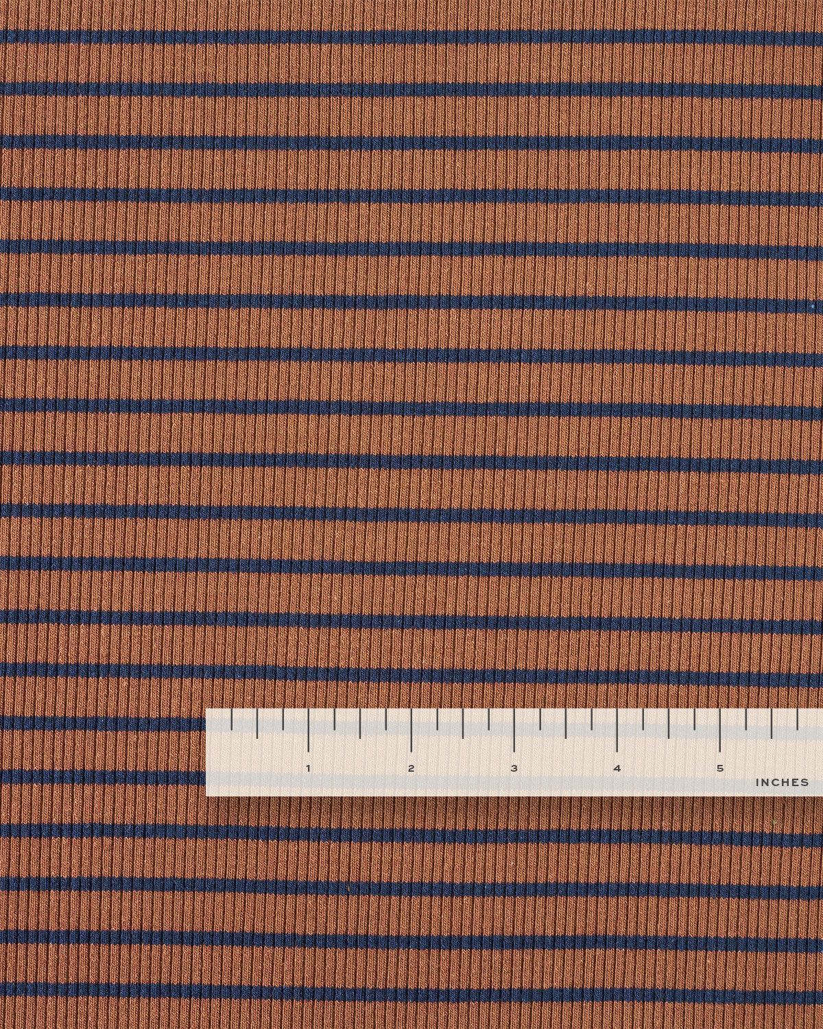 Brown and Navy Thin Stripe Rib Knit