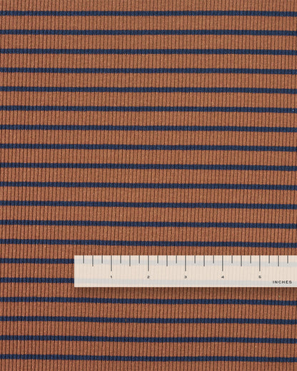 Brown and Navy Thin Stripe Rib Knit