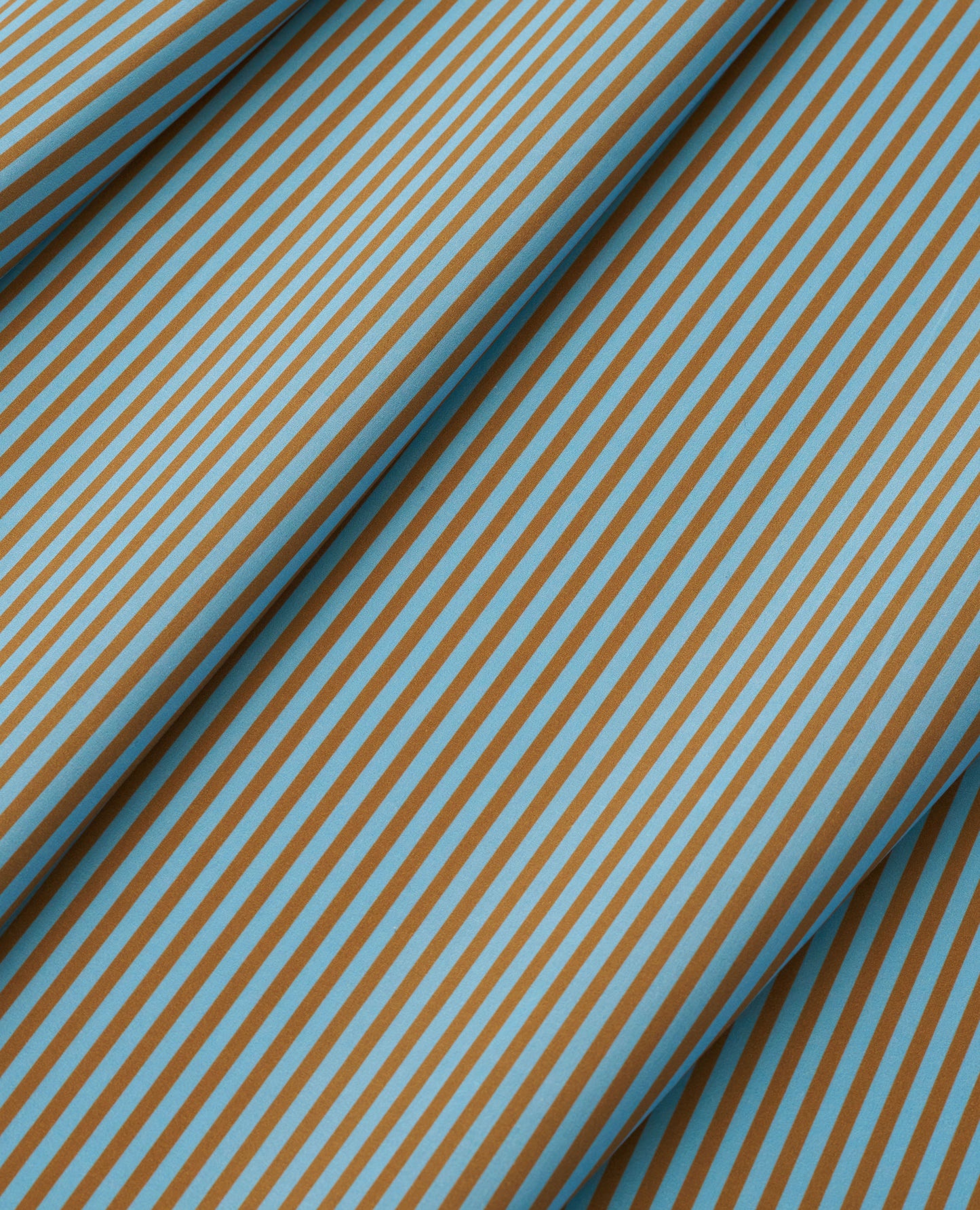 Brown and Sky Thin Stripe Smooth Cotton Poplin