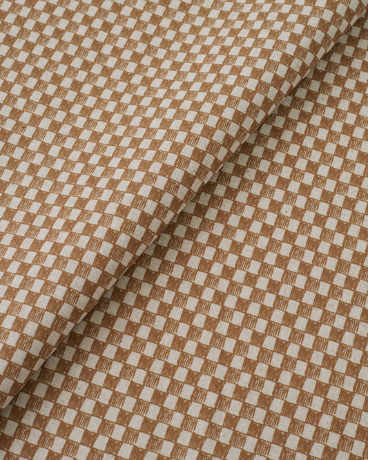Cafe Sketchy Check Custom Printed Linen Cotton Blend