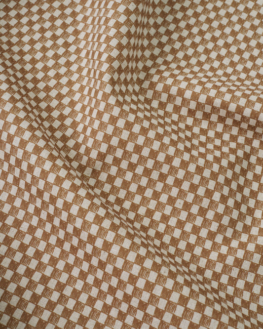 Cafe Sketchy Check Custom Printed Linen Cotton Blend