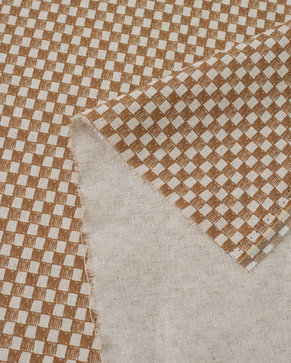 Cafe Sketchy Check Custom Printed Linen Cotton Blend