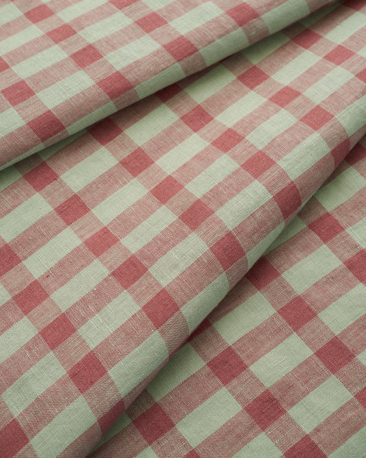 Cardamom Leaf Elongated Gingham Washed Linen