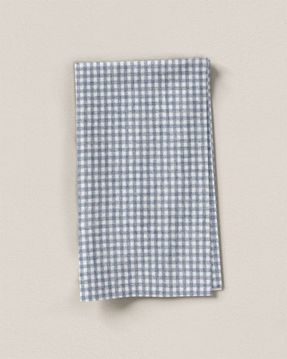 Cast Blue Micro Gingham Stonewash Cotton Linen