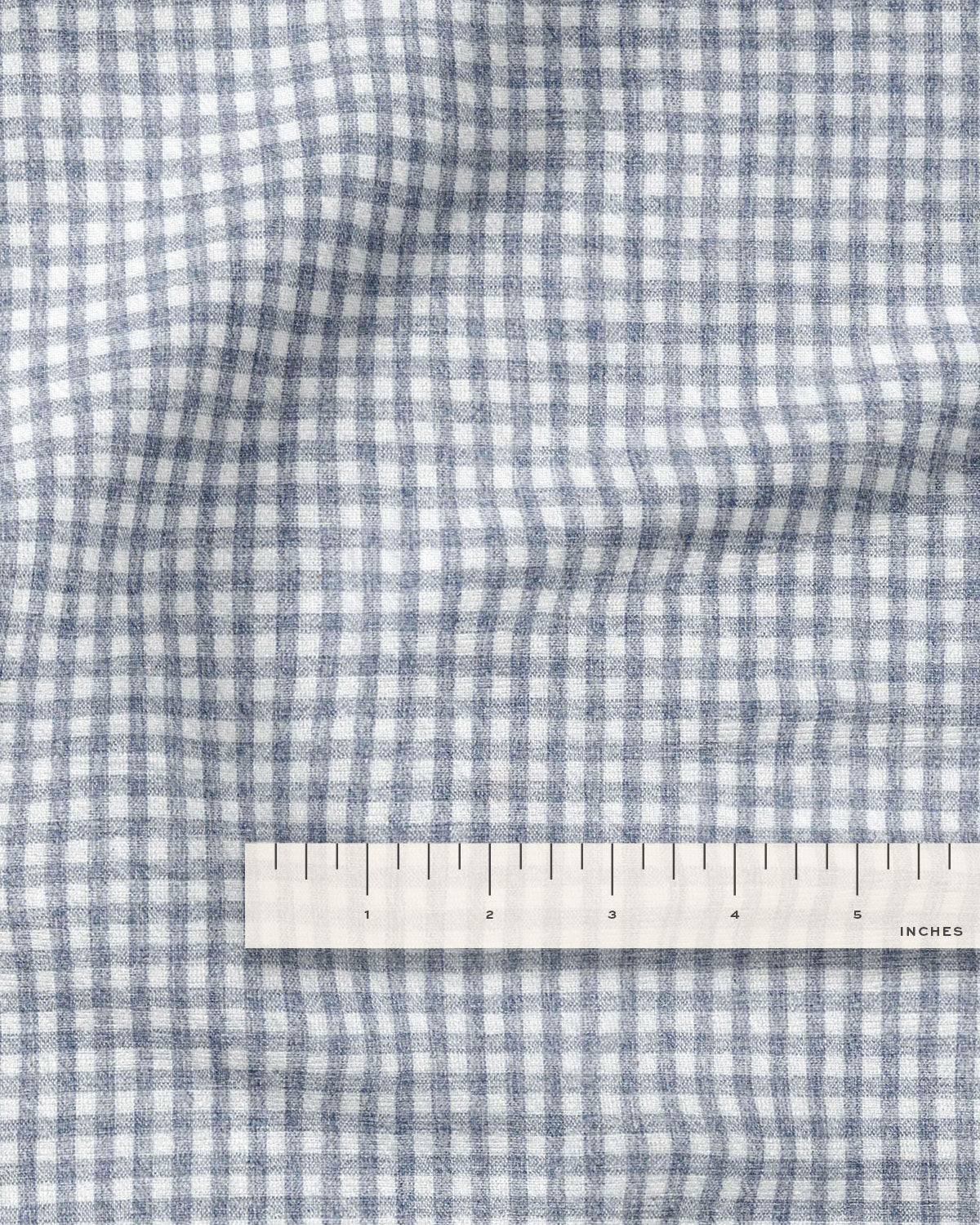Cast Blue Micro Gingham Stonewash Cotton Linen