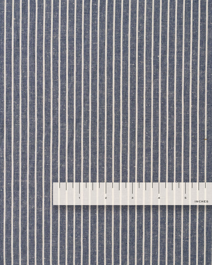Charcoal Blue and Tan Stripe Linen Cotton