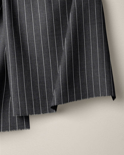 Charcoal Wide Pinstripe Cotton Shirting
