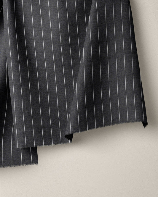 Charcoal Wide Pinstripe Cotton Shirting