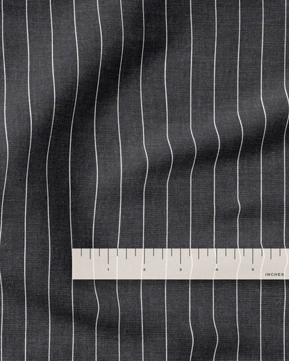 Charcoal Wide Pinstripe Cotton Shirting
