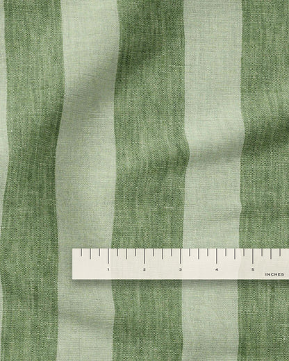 Chive Club Stripe Washed Linen
