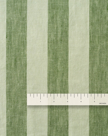 Chive Club Stripe Washed Linen