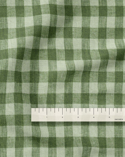 Medium Chive Gingham Washed Linen