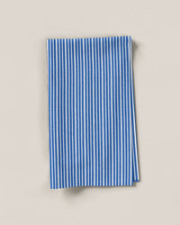 Classic Blue Wide Stripe Leno Weave Cotton Shirting