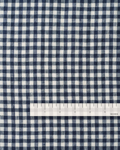 Navy Small Gingham Washed Linen