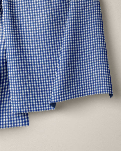 Cobalt Blue Mini Gingham Cotton Seersucker