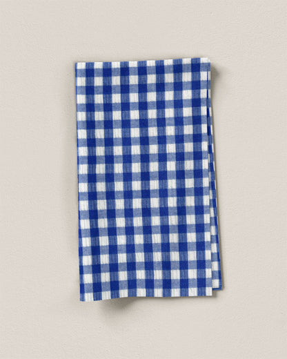Cobalt Blue Medium Gingham Cotton Seersucker