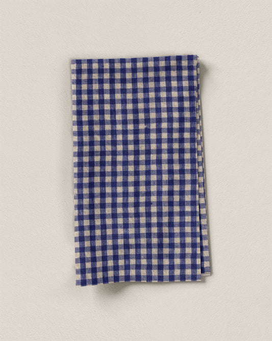 Cobalt Small Gingham Stonewashed Linen