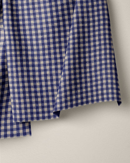 Cobalt Small Gingham Stonewashed Linen