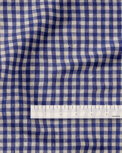 Cobalt Small Gingham Stonewashed Linen