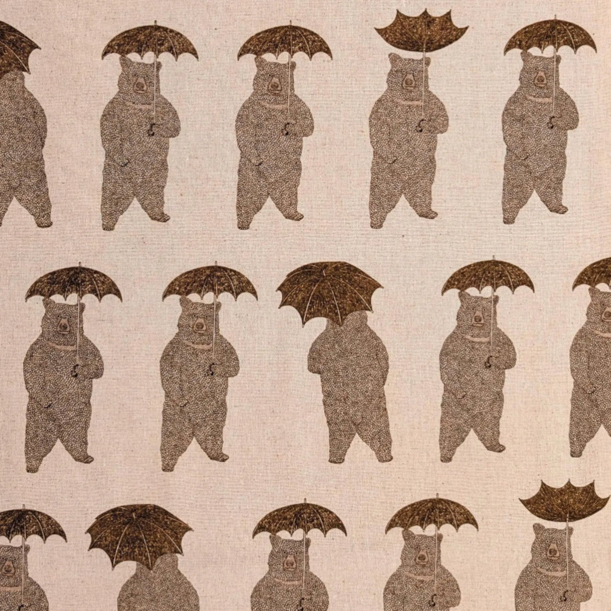 Koizumi Bears with Umbrellas Pink Cotton Linen