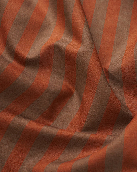 Brown and Copper Cotton Linen Stripe