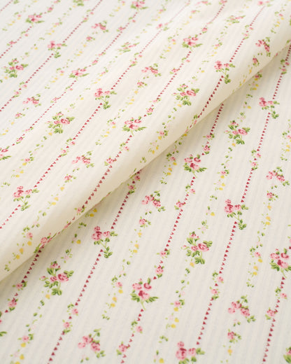 Rose Cottage Stripe Floral Cotton