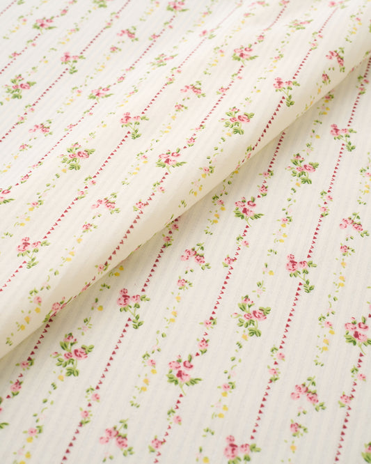 Rose Cottage Stripe Floral Cotton