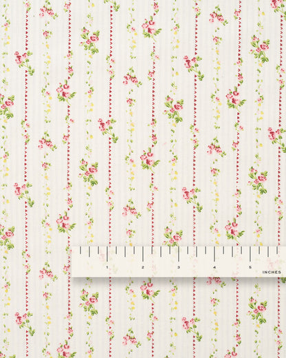 Rose Cottage Stripe Floral Cotton