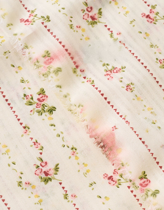 Imperfect Rose Cottage Stripe Floral Cotton