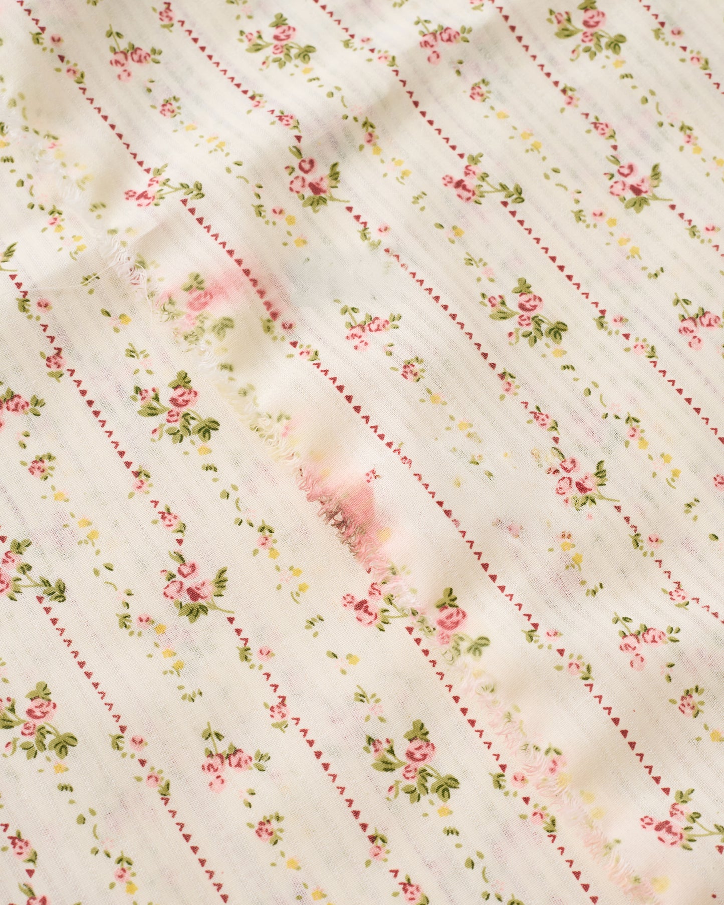 Imperfect Rose Cottage Stripe Floral Cotton