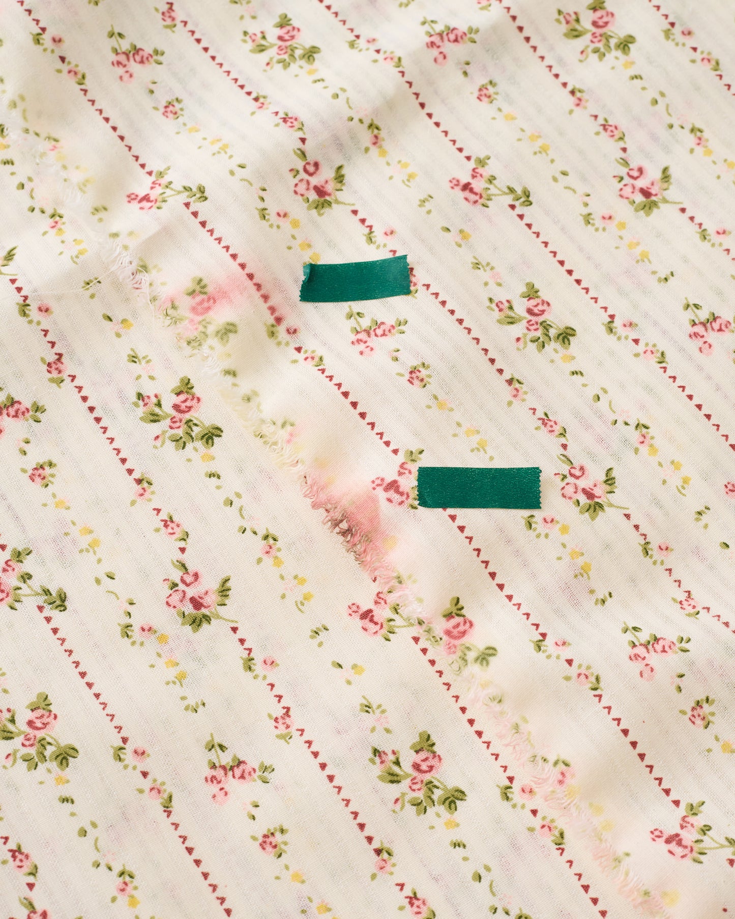 Imperfect Rose Cottage Stripe Floral Cotton