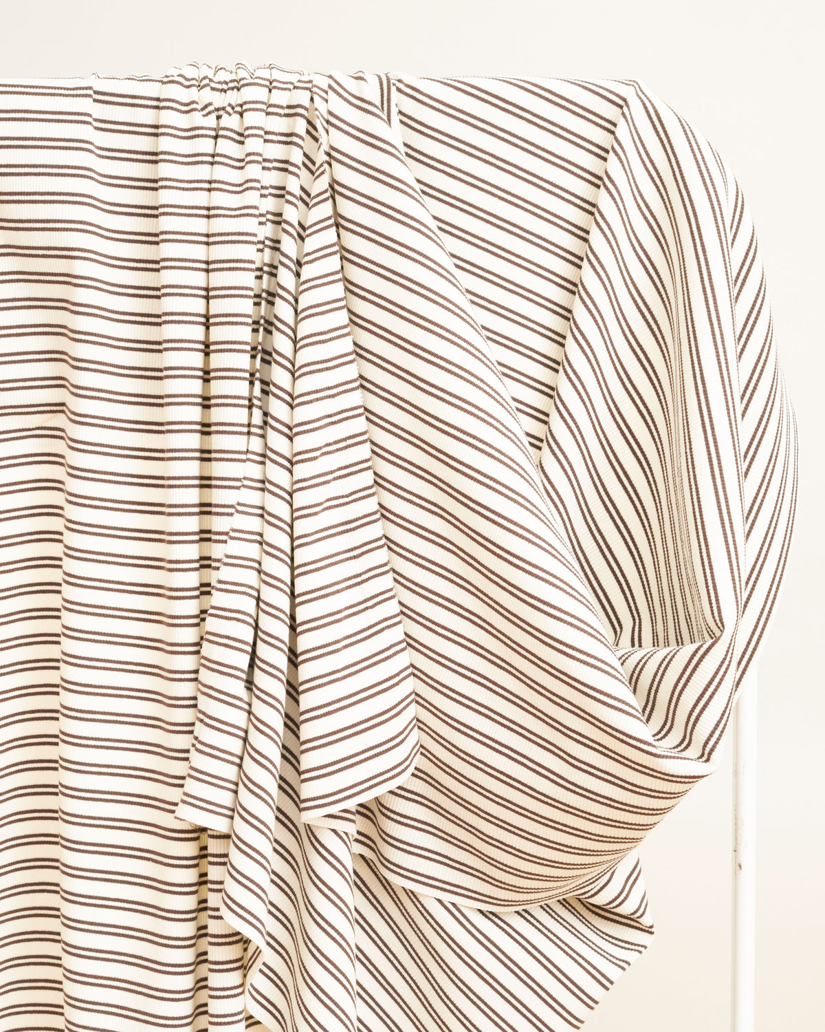 Cream and Brown Double Stripe Rib Knit