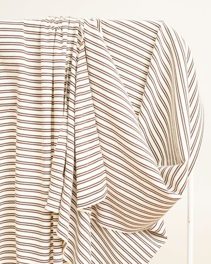 Cream and Brown Double Stripe Rib Knit