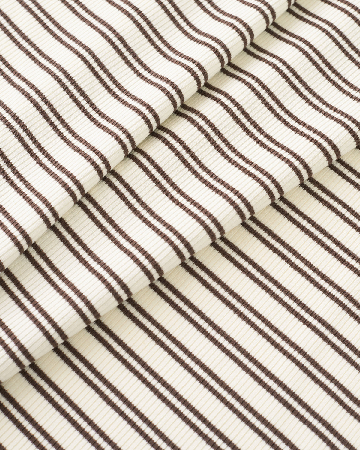 Cream and Brown Double Stripe Rib Knit
