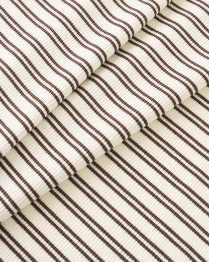 Cream and Brown Double Stripe Rib Knit