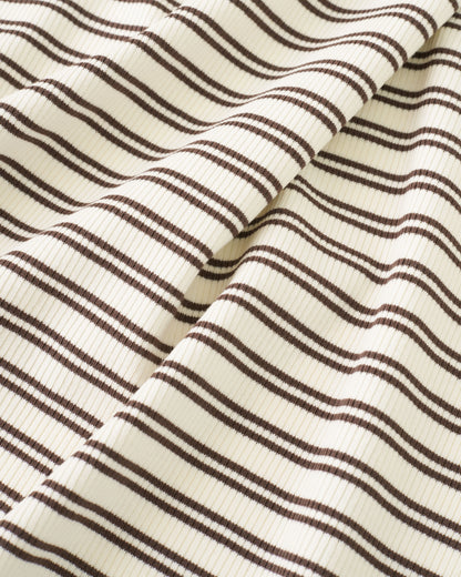 Cream and Brown Double Stripe Rib Knit