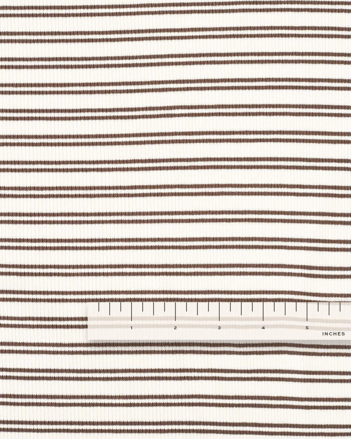 Cream and Brown Double Stripe Rib Knit