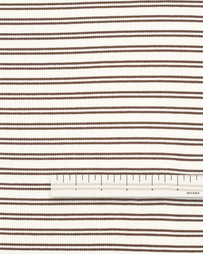 Cream and Brown Double Stripe Rib Knit